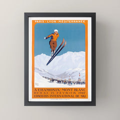 1927 Chamonix - Mont Blanc France Ski Championship Poster Mini Art Print