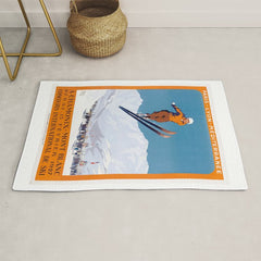 1927 Chamonix - Mont Blanc France Ski Championship Poster Rug