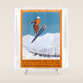 1927 Chamonix - Mont Blanc France Ski Championship Poster Shower Curtain