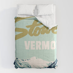 2021 Ski Stowe Vermont Vintage Poster Comforter
