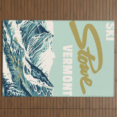 2021 Ski Stowe Vermont Vintage Poster Outdoor Rug