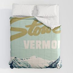 2021 Ski Stowe Vermont Vintage Poster Comforter