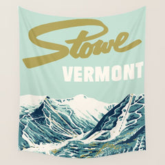 2021 Ski Stowe Vermont Vintage Poster Wall Tapestry