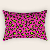 80s Neon Pink and Lime Green Leopard Rectangular Pillow