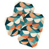 1/4 Cut, Abstract Fresh Fruits Citrus, Orange Lemon Illustration Scandinavian, Pastel Geometric Shapes eclectic Contemporary Modern Boho Coaster