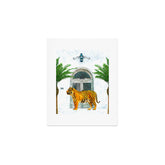 94 Tropical, Greece Architecture Buildings Tiger Wild Cat Watercolor Palm Travel Bohemian Painting Art Print