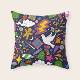 60s 70s psychedelic Modern Christmas Confetti Pattern Throw Pillow