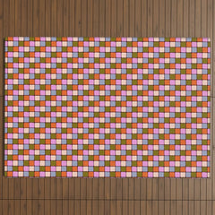 1970s Disco Dancefloor Checkerboard Pattern Outdoor Rug
