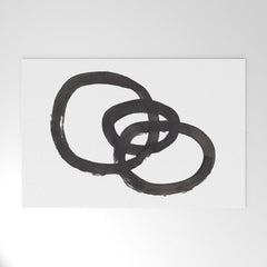 And I Op' Minimalist Ink Line Drawing Abstract Black Brush Strokes Modern Funky Maze by Ejaaz Haniff Welcome Mat