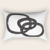 And I Op' Minimalist Ink Line Drawing Abstract Black Brush Strokes Modern Funky Maze by Ejaaz Haniff Rectangular Pillow