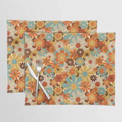 70's Retro Floral Patterned Prints Placemat
