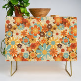 70's Retro Floral Patterned Prints Credenza