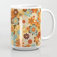 70's Retro Floral Patterned Prints Coffee Mug