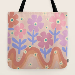 70s Retro Floral vibe Tote Bag