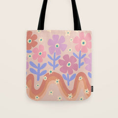 70s Retro Floral vibe Tote Bag