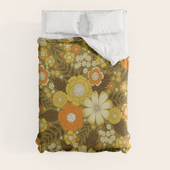1970s Retro/Vintage Floral Pattern Duvet Cover