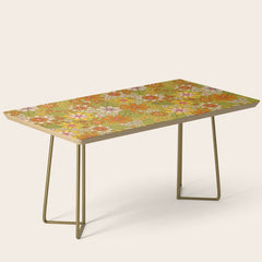 1960s, 1970s Retro Floral in Green, Pink & Orange - Flower Power Coffee Table