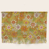 1960s, 1970s Retro Floral in Green, Pink & Orange - Flower Power Wall Hanging