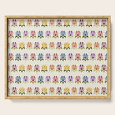 70s Retro Florals Pattern with Linen Texture Serving Tray