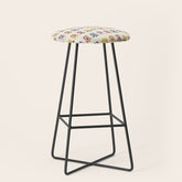 70s Retro Florals Pattern with Linen Texture Stool