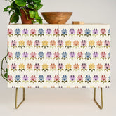 70s Retro Florals Pattern with Linen Texture Credenza