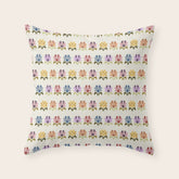 70s Retro Florals Pattern with Linen Texture Throw Pillow