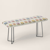70s Retro Florals Pattern with Linen Texture Bench