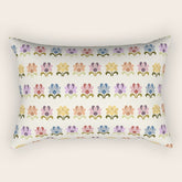 70s Retro Florals Pattern with Linen Texture Rectangular Pillow