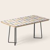 70s Retro Florals Pattern with Linen Texture Coffee Table