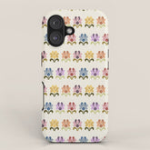 70s Retro Florals Pattern with Linen Texture iPhone Case