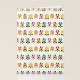 70s Retro Florals Pattern with Linen Texture Stationery Card