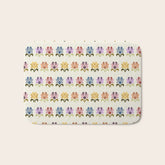70s Retro Florals Pattern with Linen Texture Bath Mat