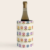 70s Retro Florals Pattern with Linen Texture Wine Chiller