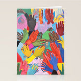 A Hand Is All We Need, Abstract Human Face Community, Humanity People Colorful Concept Positivity Stationery Card