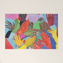 A Hand Is All We Need, Abstract Human Face Community, Humanity People Colorful Concept Positivity Welcome Mat