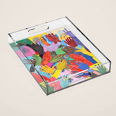 A Hand Is All We Need, Abstract Human Face Community, Humanity People Colorful Concept Positivity Acrylic Tray