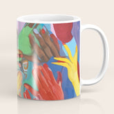 A Hand Is All We Need, Abstract Human Face Community, Humanity People Colorful Concept Positivity Coffee Mug