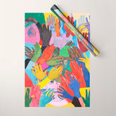 A Hand Is All We Need, Abstract Human Face Community, Humanity People Colorful Concept Positivity Wrapping Paper