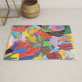 A Hand Is All We Need, Abstract Human Face Community, Humanity People Colorful Concept Positivity Rug
