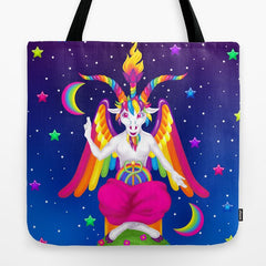 1997 Neon Rainbow Baphomet Tote Bag