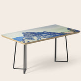 A Departure I - Mountain & Forest Nature Ukiyo Landscape in Blue, Green & Grey Coffee Table
