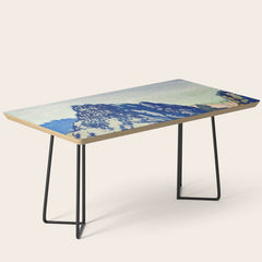 A Departure I - Mountain & Forest Nature Ukiyo Landscape in Blue, Green & Grey Coffee Table