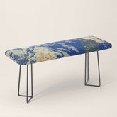 A Departure I - Mountain & Forest Nature Ukiyo Landscape in Blue, Green & Grey Bench