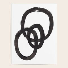 And I Op' Minimalist Ink Line Drawing Abstract Black Brush Strokes Modern Funky Maze by Ejaaz Haniff Poster