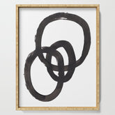 And I Op' Minimalist Ink Line Drawing Abstract Black Brush Strokes Modern Funky Maze by Ejaaz Haniff Serving Tray