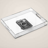 A Kodak Brownie analog vintage camera on a white background Retro photography in black and white Acrylic Tray