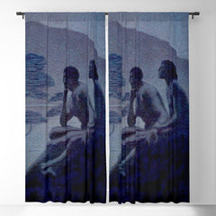 "Give me nights perfectly quiet...and I looking up at the stars" Leaves of Grass by Margaret Cook Window Curtain