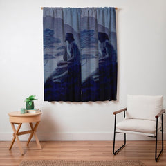 "Give me nights perfectly quiet...and I looking up at the stars" Leaves of Grass by Margaret Cook Window Curtain