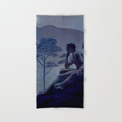 "Give me nights perfectly quiet...and I looking up at the stars" Leaves of Grass by Margaret Cook Bath Towel