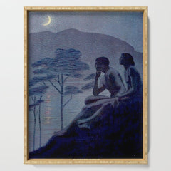 "Give me nights perfectly quiet...and I looking up at the stars" Leaves of Grass by Margaret Cook Serving Tray